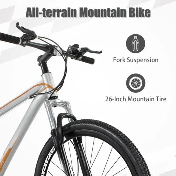 26 Inch Mountain Bike, Aluminum Frame, 21-Speed Dual Disc Brake Bicycle with Lock-Out Suspension Fork, Nomal Wheels Bicycles - 图片 3