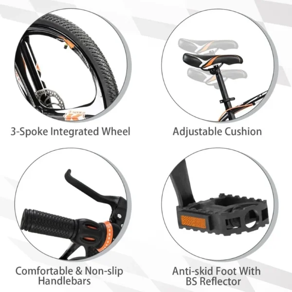 26-inch mountain bike, carbon steel frame, 21-speed dual disc brakes, with men's and women's locking suspension forks - 图片 3