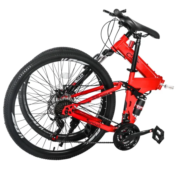 CamPingSurvivals 26'' Land Rover TX30 Mountain Bike - High Carbon Steel, 21, 100kg Capacity, Red & Black - 图片 3