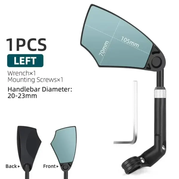 Bike Rear View Mirror Reflector Adjustable Rotatable Handlebar Mirror Clear Rearview Electric Scooter Cycling Bicycle Accessorie - 图片 3