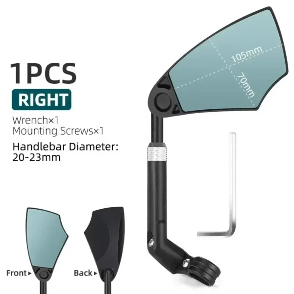 Bike Rear View Mirror Reflector Adjustable Rotatable Handlebar Mirror Clear Rearview Electric Scooter Cycling Bicycle Accessorie - 图片 4