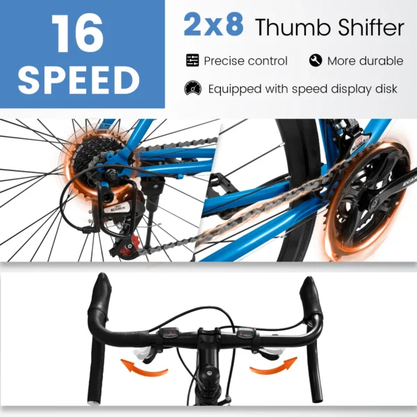 Ecarpat 700C Road Bike, 21 Speeds, Steel Frame, Racing Bike City Commuting Road Bicycle for Men Women, C-Brake - 图片 5