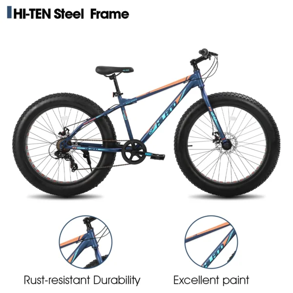 Hiland 20 Inch Kids' Bike Fat Tire Mountain Bike for Boys and Girls, Shimano 7-Speed, Dual-Disc Brake,Beach and Snow Bicycle - 图片 5
