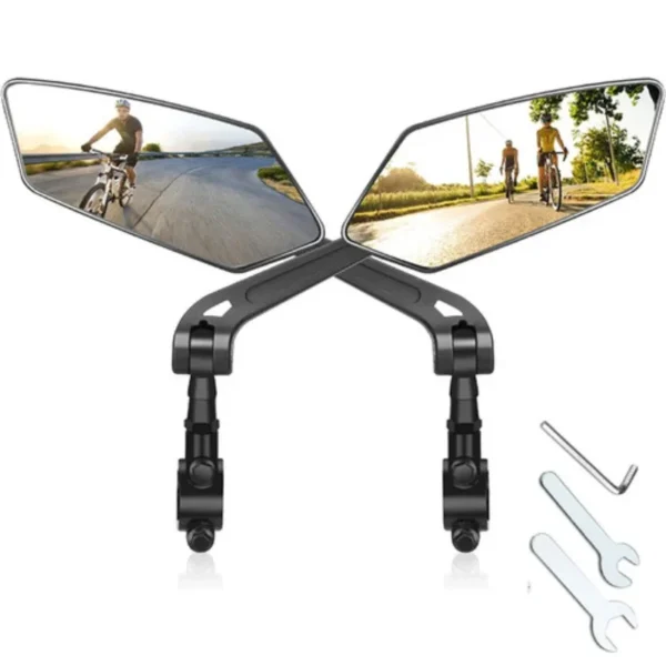 Bike Rear View Mirror Reflector Adjustable Rotatable Handlebar Mirror Clear Rearview Electric Scooter Cycling Bicycle Accessorie - 图片 5