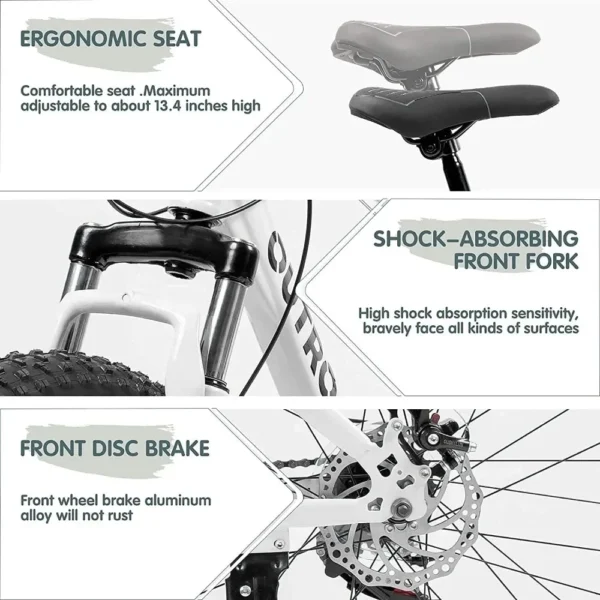 Mountain Bike with 26 inch Fat Tire,21 Speed with High Carbon Steel Frame,Double Disc Brake and Front Suspension Anti-Slip Bikes - 图片 6