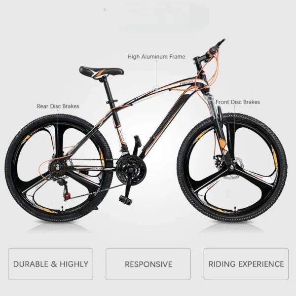 26-inch mountain bike, carbon steel frame, 21-speed dual disc brakes, with men's and women's locking suspension forks - 图片 6