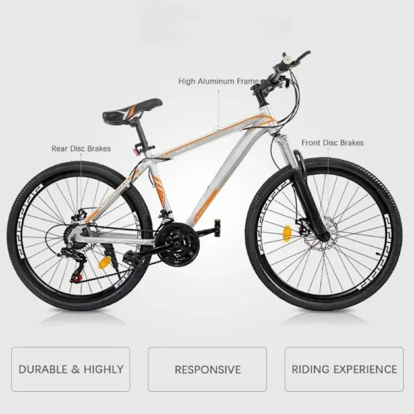 26 Inch Mountain Bike, Aluminum Frame, 21-Speed Dual Disc Brake Bicycle with Lock-Out Suspension Fork, Nomal Wheels Bicycles - 图片 7