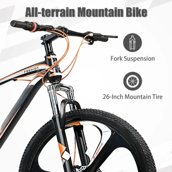 26-inch mountain bike, carbon steel frame, 21-speed dual disc brakes, with men's and women's locking suspension forks - 图片 7