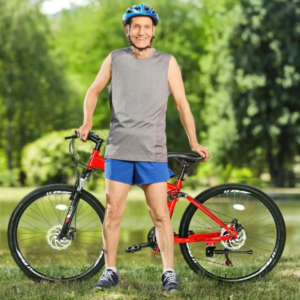 CamPingSurvivals 26'' Land Rover TX30 Mountain Bike - High Carbon Steel, 21, 100kg Capacity, Red & Black - 图片 7