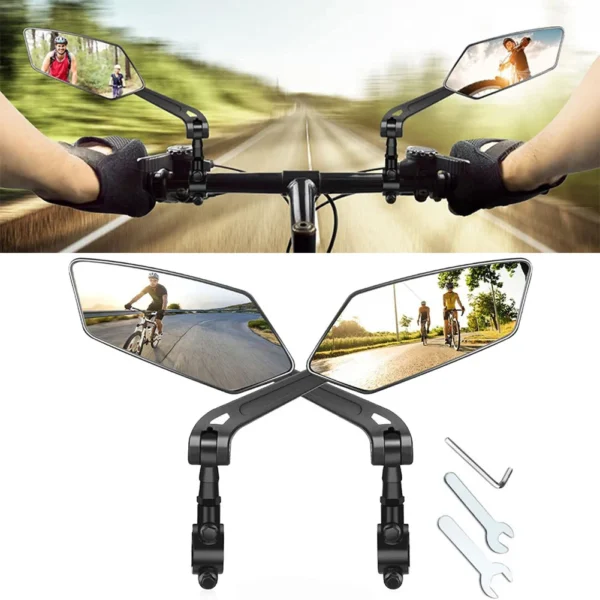 Bike Rear View Mirror Reflector Adjustable Rotatable Handlebar Mirror Clear Rearview Electric Scooter Cycling Bicycle Accessorie