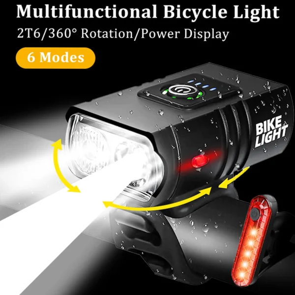 Bike Bicycle Light USB LED Rechargeable Set MTB Road Bike Front Back Headlight Lamp Flashlight Cycling Light Cycling Accessories - 图片 9
