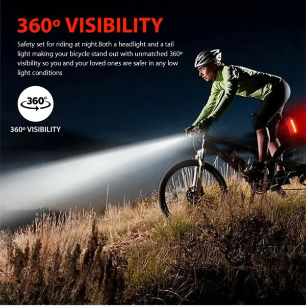Bike Bicycle Light USB LED Rechargeable Set MTB Road Bike Front Back Headlight Lamp Flashlight Cycling Light Cycling Accessories - 图片 8