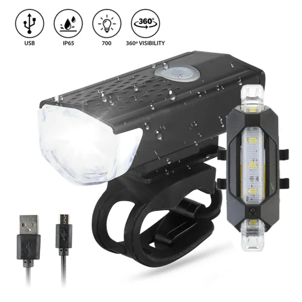 Bike Bicycle Light USB LED Rechargeable Set MTB Road Bike Front Back Headlight Lamp Flashlight Cycling Light Cycling Accessories - 图片 5