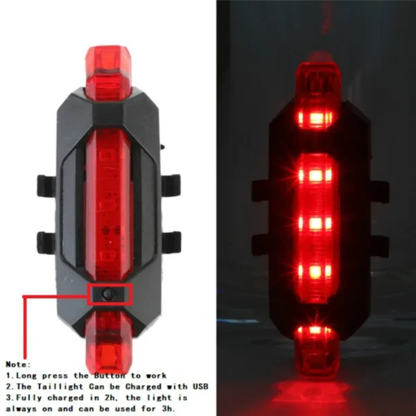 Bike Bicycle Light USB LED Rechargeable Set MTB Road Bike Front Back Headlight Lamp Flashlight Cycling Light Cycling Accessories - 图片 10