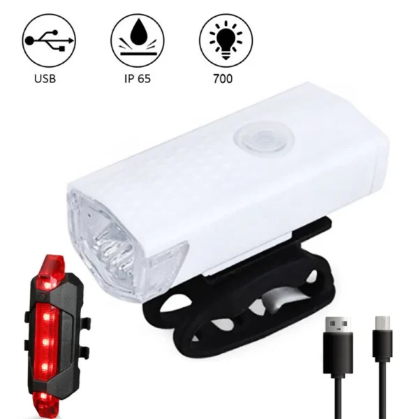 Bike Bicycle Light USB LED Rechargeable Set MTB Road Bike Front Back Headlight Lamp Flashlight Cycling Light Cycling Accessories - 图片 3