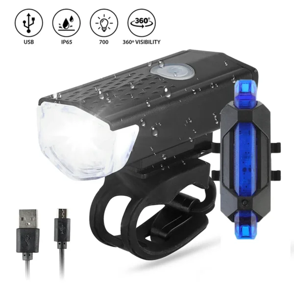 Bike Bicycle Light USB LED Rechargeable Set MTB Road Bike Front Back Headlight Lamp Flashlight Cycling Light Cycling Accessories - 图片 4